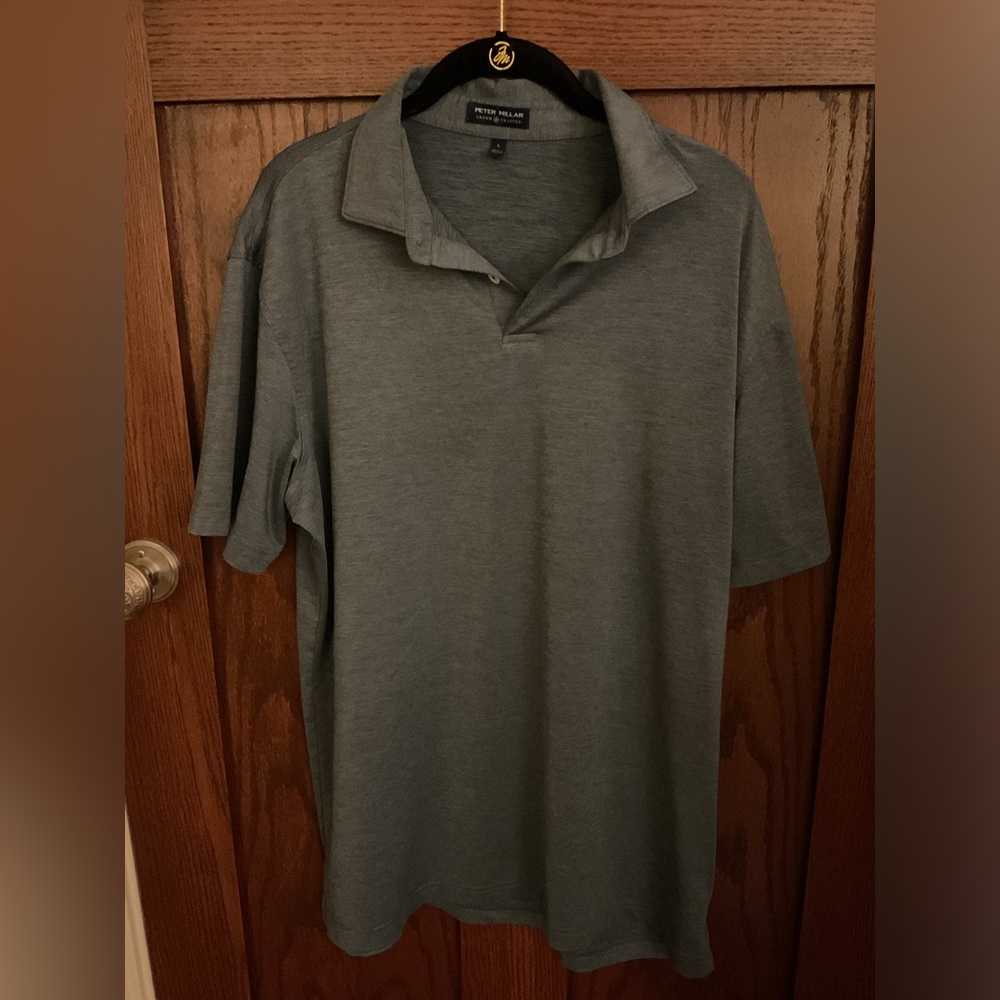 Peter Millar Crown Crafted Performance Jersey Polo Men’s Large Blue Heather